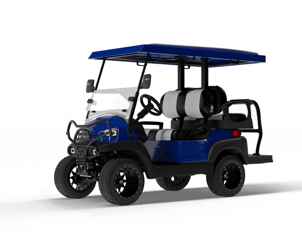 Stylish golf cart in a resort setting
